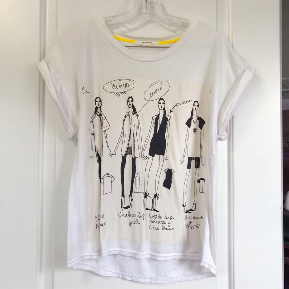 Zara W&B collection graphic print t-shirt